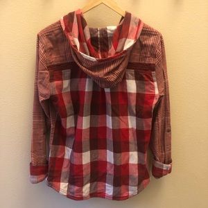 Prana Anja versatile plaid hoodie, size small